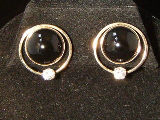 Black Onyx & Diamond Earrings