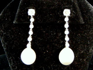 Pearl & Diamond Dangle Earrrings